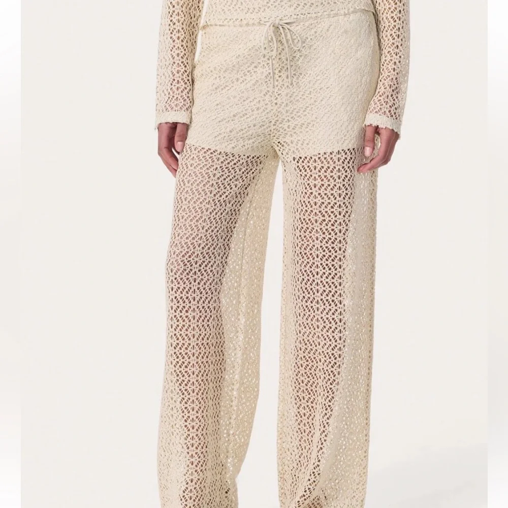 NWT $278 Rag & Bone Cream Crochet Wide Leg Pants Liv  Mesh Turtledove Size XS - Picture 9 of 14
